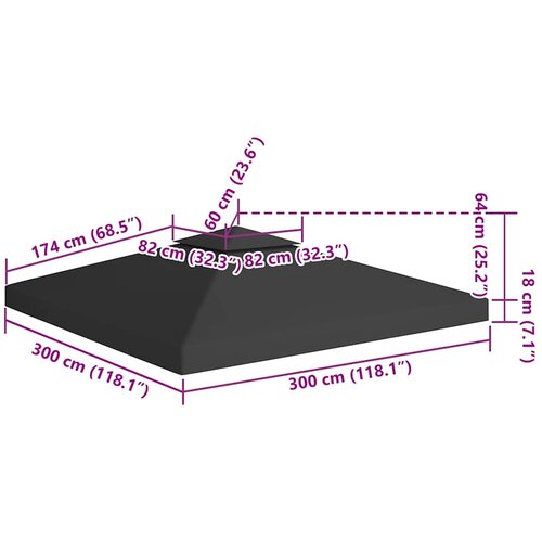  Pokrov za sjenicu s 2 razine 310 g/m&amp;sup2; 3 x 3 m crni Slike