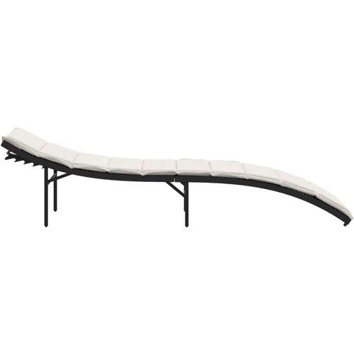  Ležaljka za sunčanje s jastukom crna 55 x 199 x 50 cm poliratan Slike