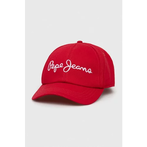 Pepe Jeans Pamučna kapa sa šiltom Wally boja: crvena, s aplikacijom