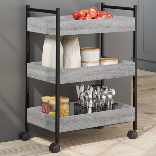 vidaXL Kuhinjska kolica siva boja hrasta 50x30x70 cm konstruirano drvo Cijene