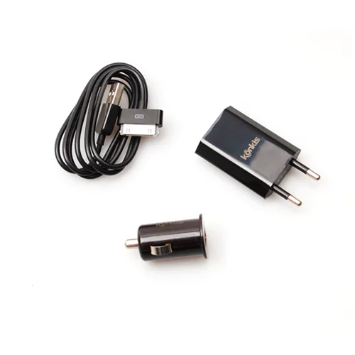KONKIS 3v1 iPhone Combo (hišni in avtopolnilec + podatkovni kabel) črn