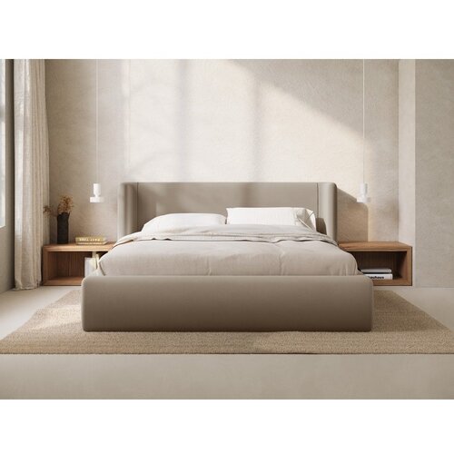 Windsor &amp;amp; Co Sofas Svetlo rjava oblazinjena zakonska postelja s prostorom za shranjevanje z letvenim dnom 180x200 cm Jason &amp;ndash; Slike
