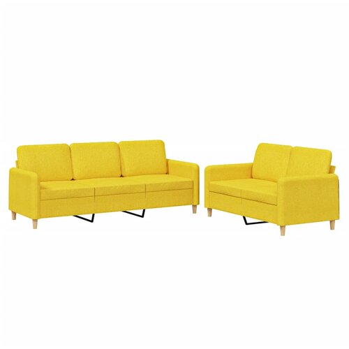  2-dijelni set sofa s jastucima svjetložuti od tkanine Slike