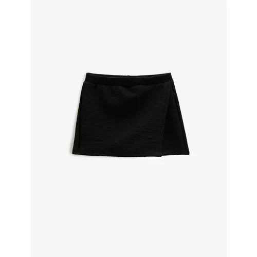 Koton Basic Mini Short Skirt Double Breasted Waist Elastic Textured