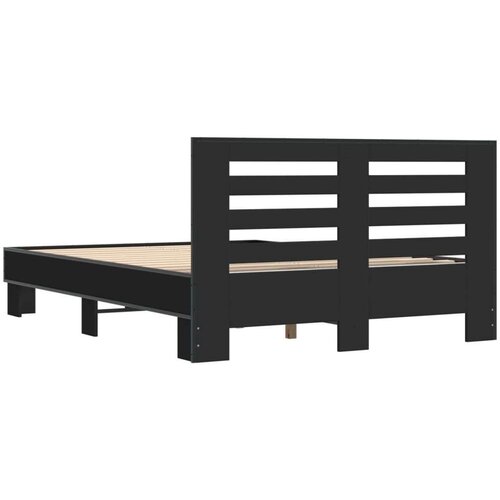 VidaXL Okvir kreveta crni 140 x 200 cm od konstruiranog drva i metala Slike