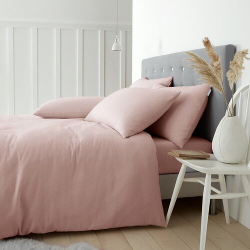 Catherine Lansfield Ružičasta flanelska posteljina za bračni krevet/za produženi krevet 230x220 cm Brushed – Cijene