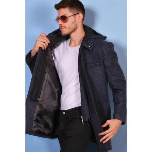 Dewberry PLT8335 MEN'S COAT-DIAGONAL BLUE-BLACK