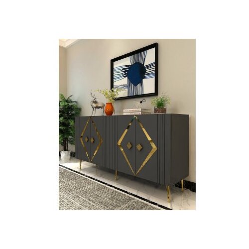 Hanah home Komoda Domino KB150 Anthracite Gold Cene