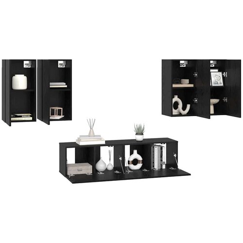  Set TV komoda 6 kom. Crni hrast Konstruirano drvo Slike