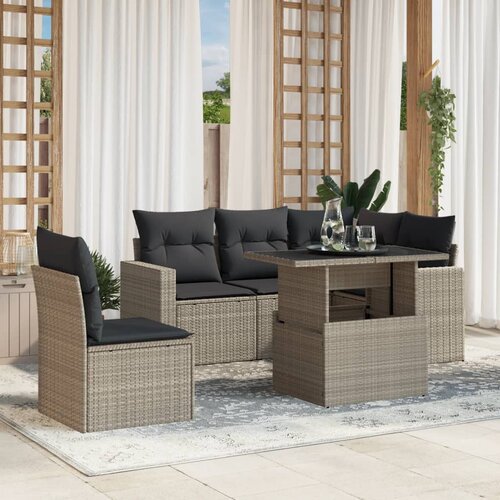 vidaXL 6-dijelni set vrtnih sofa od poliratana s jastucima svjetlosivi Cijene