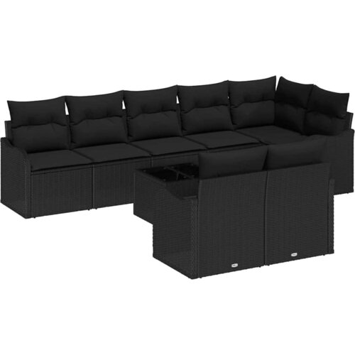 vidaXL Vrtna sedežna garnitura 9 pcs Črna poli ratan, (5000144862) Cene