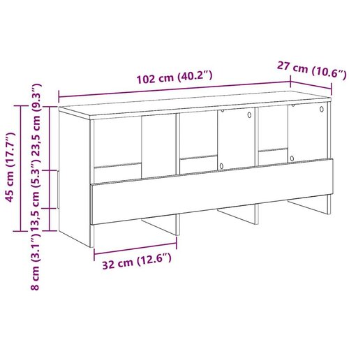 Polica za časopise Betonski sivi 102 x 30 x 45 cm Slike
