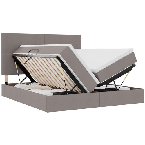 vidaXL Krevet S LED lampica s pohranom Sivo-smeđa 200 x 200 cm tkanina - Sivo-smeđa 200 x 200 cm Gumbi Cijene