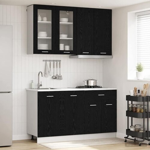  Kuhinjska jedinica LYON 4 kom. Crni hrast Konstruirano drvo - Crni hrast 80 cm Cene