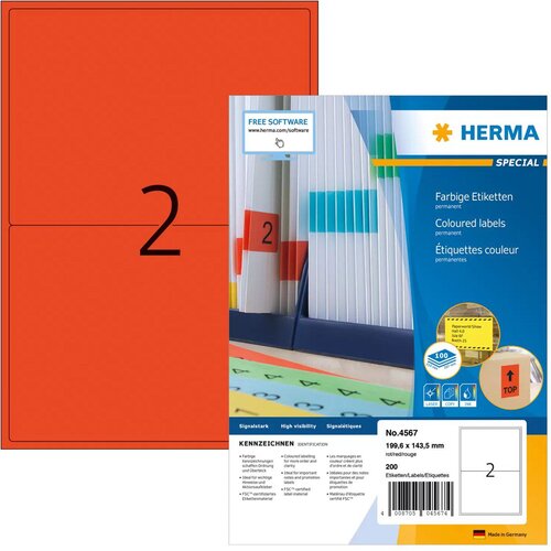 HERMA 4567 self-adhesive label Rectangle Red 200 pc(s) Cijene