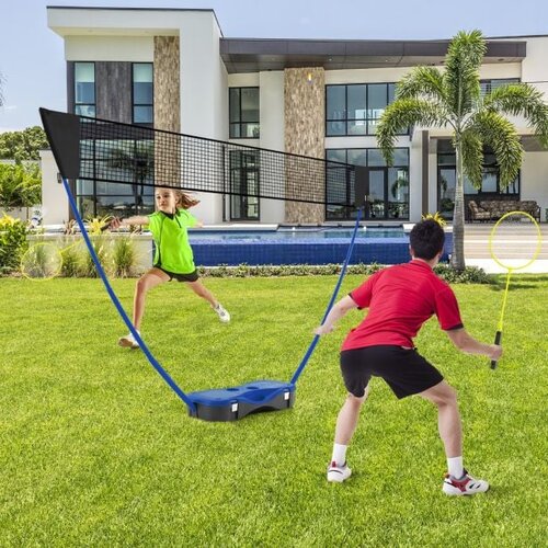  Prenosna mreža za badminton z loparjema, stojalo za badminton, modro/črno Slike