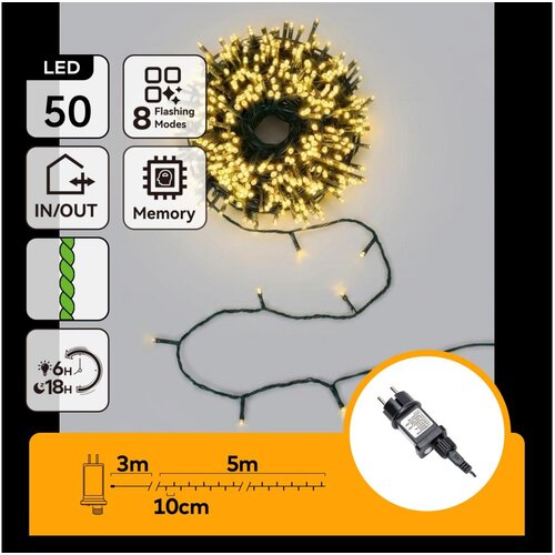 Aigostar LED spoljni božićni niz 50xLED/8 funkcija 8m IP44 topla bela Slike