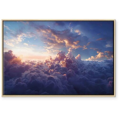  Slika - The Sun in Hiding: The Golden Face of the Sky Over a Cloudy Sea 120x80 Cene