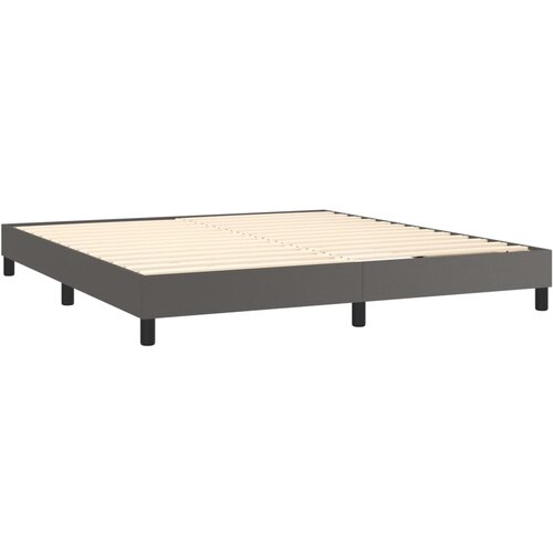  Krevet box spring s madracem LED sivi 160x200cm od umjetne kože Slike