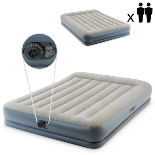 Intex veliki madrac na napuhavanje s električnom pumpom 203 x 152cm svijetlo sivi Cijene