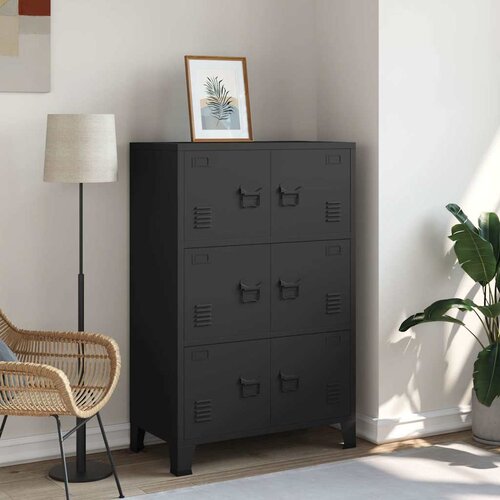 VidaXL Industrijski sanduk za pohranu crni 75 x 40 x 115 cm metalni Slike
