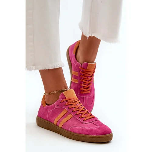 Kesi Zazoo Suede Women's Low-Top Fuchsia Sneakers