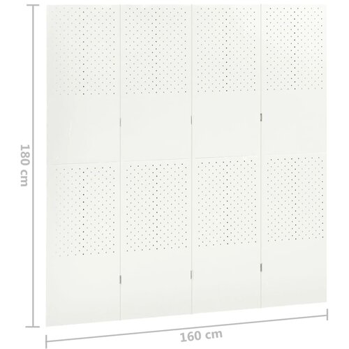  Sobne pregrade s 4 panela 2 kom bijele 160 x 180 cm čelične Slike