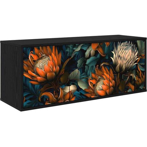 vidaXL TV ormar za montažu na zid LOCHEM 102 x 33 x 40 cm Crni hrast - Crni hrast Narančasti uzorak Cene