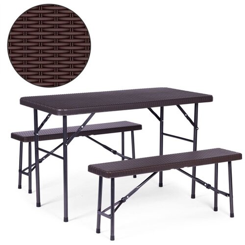Modern Home sklopivi set 120 cm sto sa 2 klupe banquet – brown Cene