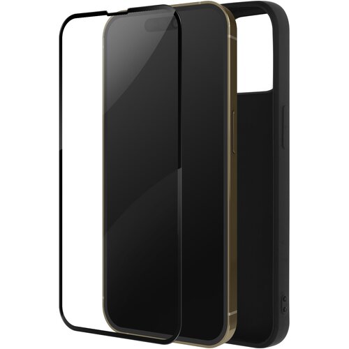 AVIZAR iPhone 14 Pro Full Protection, mat crn silikonski ovitek kaljeno steklo 9H crn obris, (20715286) Cene