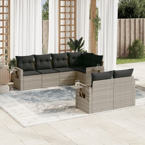 VidaXL 7-dijelni set vrtnih sofa svjetlosivi od poliratana Slike