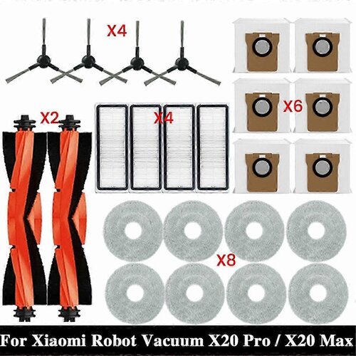 INORCO Za robotski sesalnik X20 Max / X20 Pro nadomestni deli Glavna krtaa Stranska krtaa Hepa Filter Mop krpa Vreka za prah, (21982335) Slike