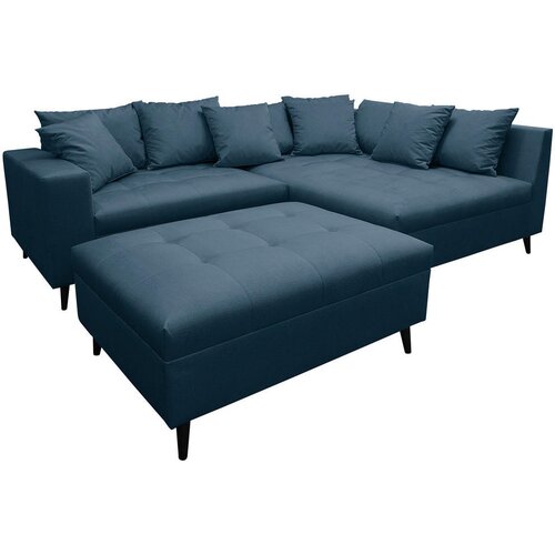 MID.YOU Ecksofa inkl. Hocker, mikrovlakna temno modra Cene