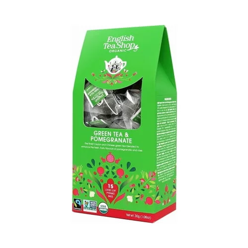 English Tea Shop Bio Zeleni čaj granatno jabolko - Fairtrade - 15 piramidnih vrečk