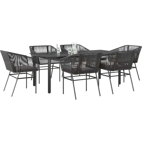VidaXL 7-dijelni vrtni blagovaonski set s jastucima, crno Slike