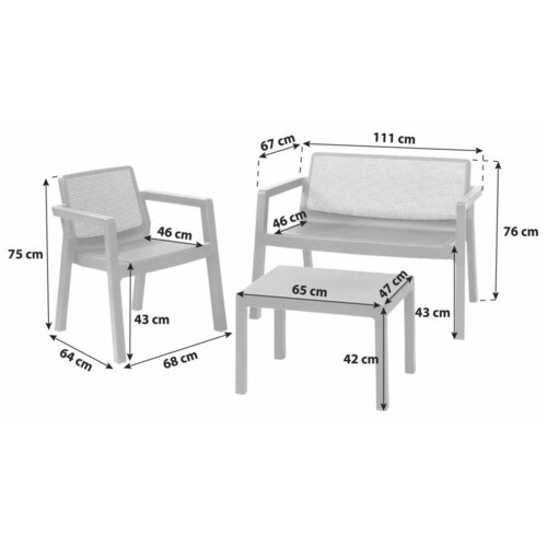  Vrtni Set Emily, Siva, 4-Delni Set Slike
