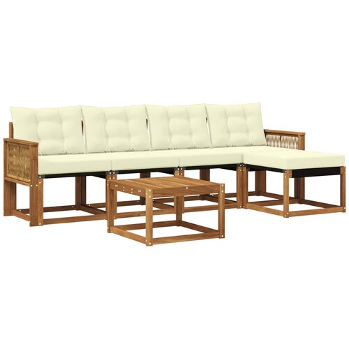 vidaXL Zunanja garnitura za sedenje z blazino 6 pcs Naravna in smetana, (5000281128) Cene