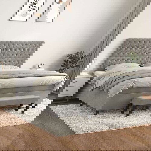  S oprugama i madracem svjetlosivi 180x200 cm baršunasti Cijene