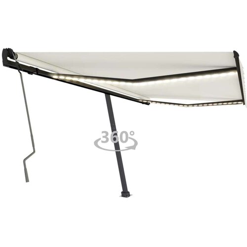  Tenda na ručno uvlačenje s LED svjetlom 450 x 300 cm krem Cijene