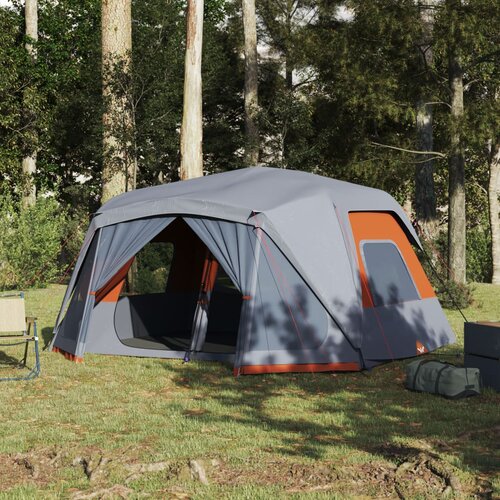 VidaXL &amp;Scaron;otor za kampiranje za 10 oseb siv in oranžen 443x437x229 cm Slike