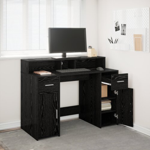 vidaXL miza črni oak 120x55x91 cm ustvarjena les Cene