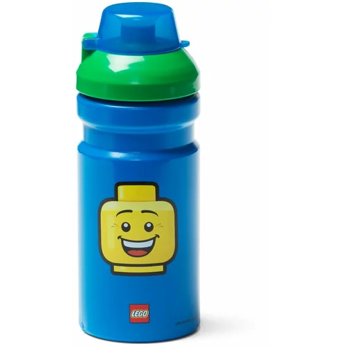 Lego Modra steklenička za vodo z zelenim pokrovom LEGO® Iconic, 390 ml