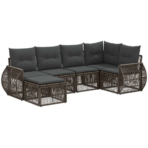 vidaXL Vrtna sedežna garnitura 6 pcs Siva in temno siva poli ratan, (5000272352) Cene
