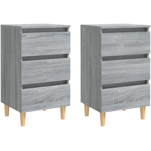 VidaXL Nočna omarica z lesenimi nogami 2 kosa siva sonoma 40x35x69 cm, (20733361) Slike