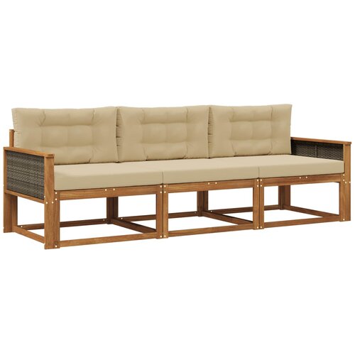 vidaXL Zunanja garnitura za sedenje z blazino 3 pcs Naravna in bež, (5000280549) Cene