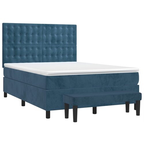Maison Chic Box spring postelja - Vzmetna postelja z vzmetnico temno modra 140x200 cm žamet SL20616, (21893725) Cene