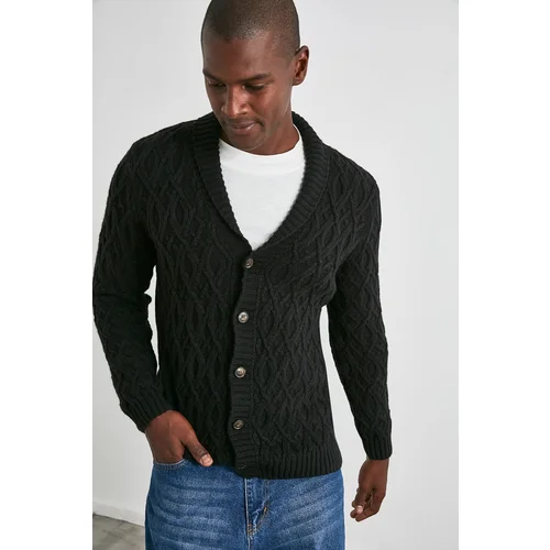 Trendyol Black Men's Shawl Collar Knitted Cardigan