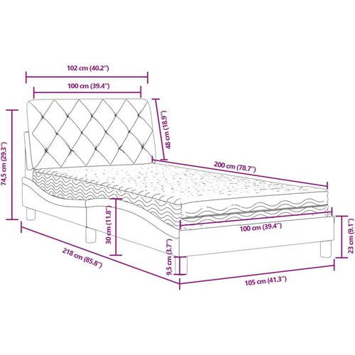  Krevet s madracem tamnozeleni 100x200 cm bar&amp;scaron;unasti Slike