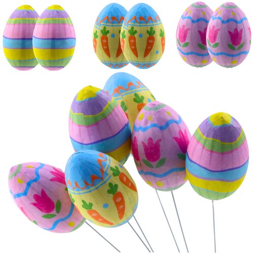  Easter Eggs on Wire Pick Carrot Tulips Decoration Colorful 6pcs Cijene