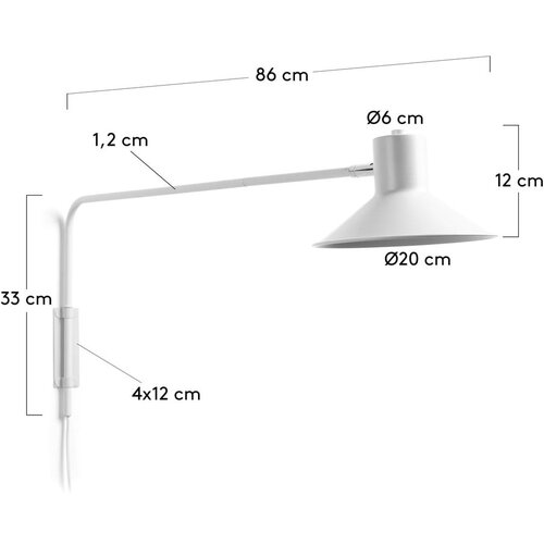 Kave Home Bijela zidna lampa &amp;oslash; 20 cm Aria &amp;ndash; Slike